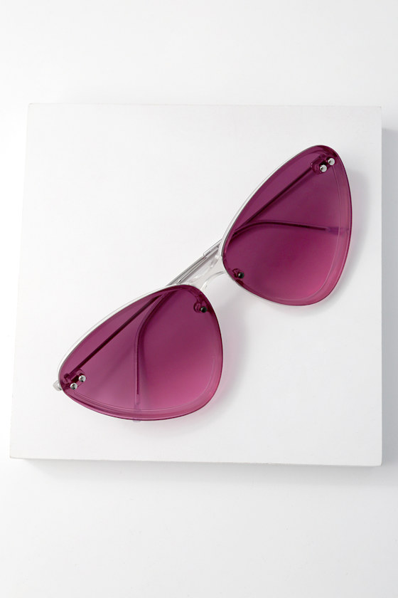 Twice Shy Clear and Purple Cat-Eye Sunglasses 2