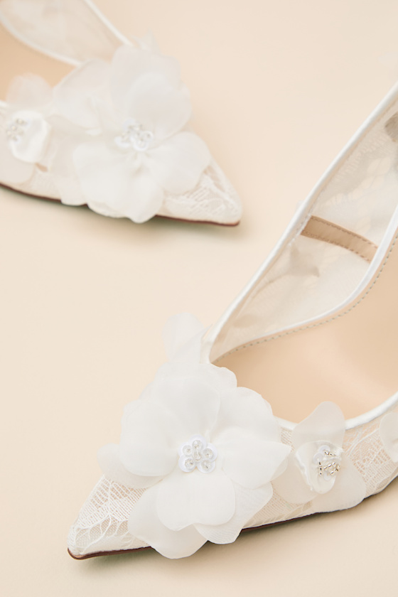SB-Darcy Ivory Floral Lace Pointed-Toe Pumps 7