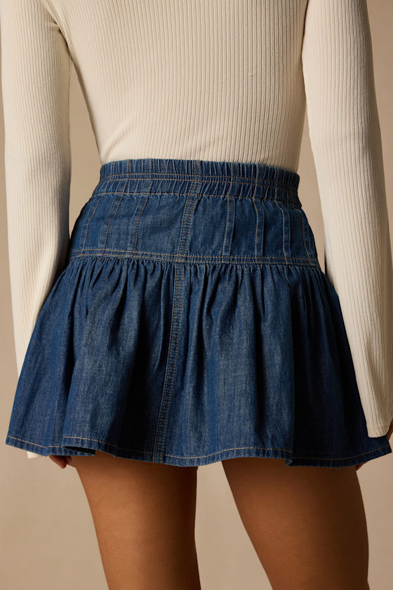 Emma Dark Wash Denim Mini Skirt - thumbnail 4