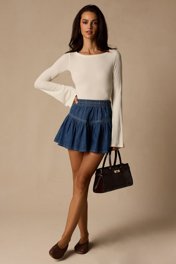 Emma Dark Wash Denim Mini Skirt - thumbnail 5