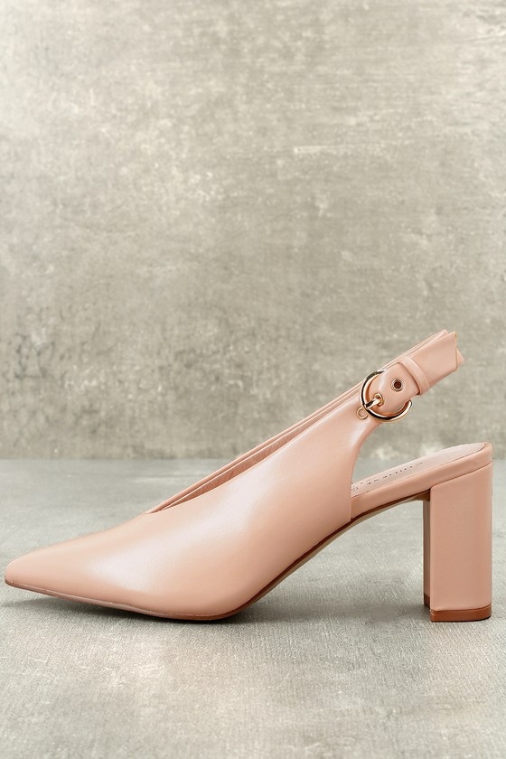 nude patent leather slingbacks