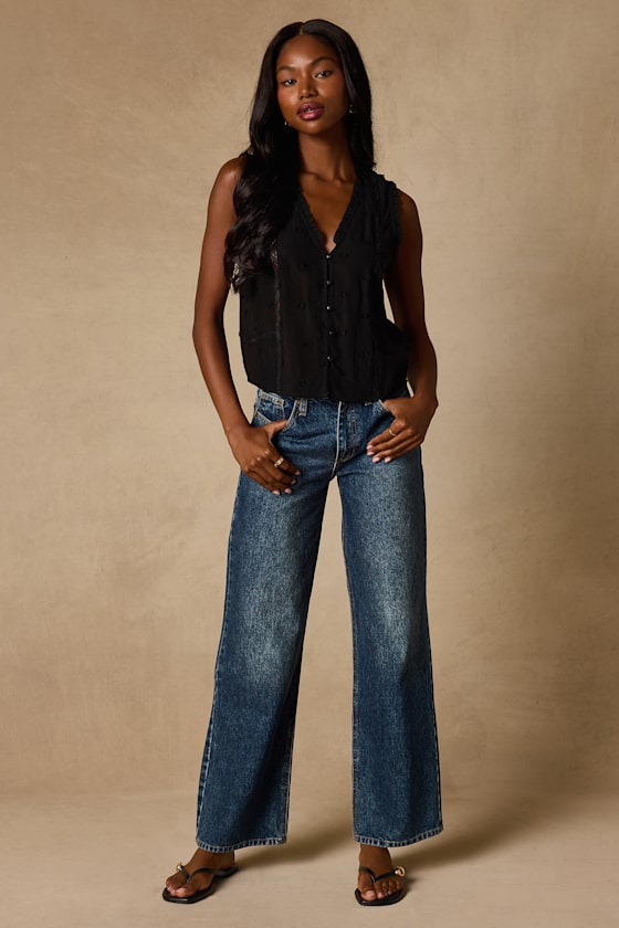 Brandi Black Button-Front Tank Top - thumbnail 3