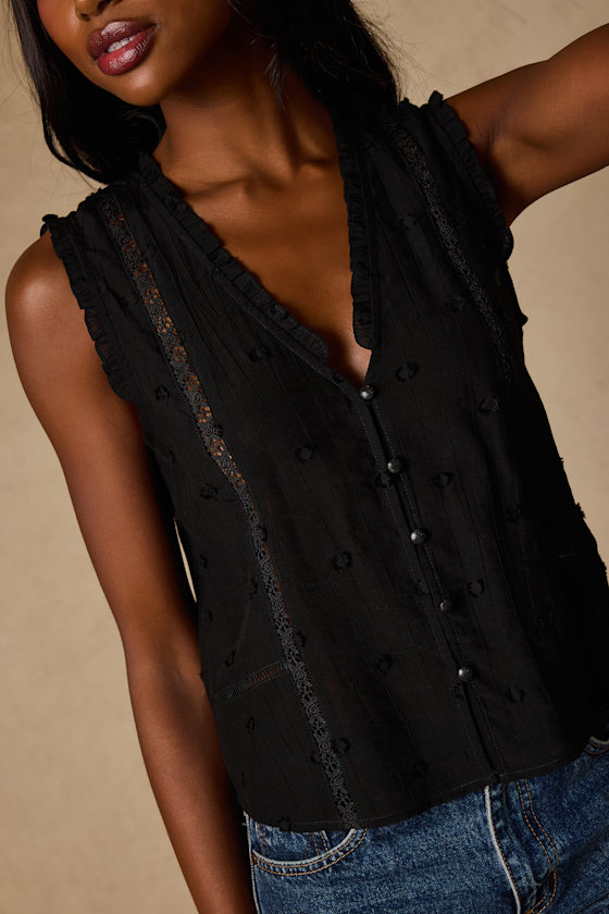 Brandi Black Button-Front Tank Top - thumbnail 4