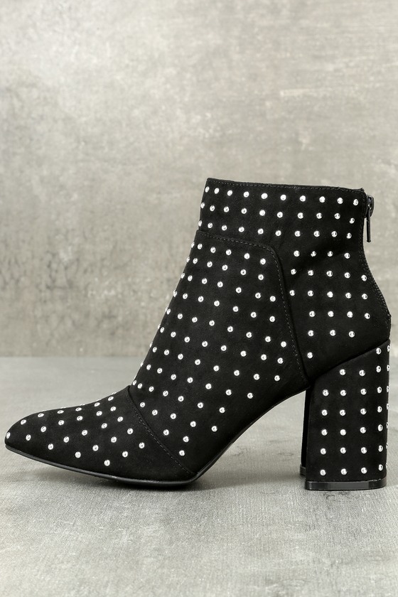 black studded booties