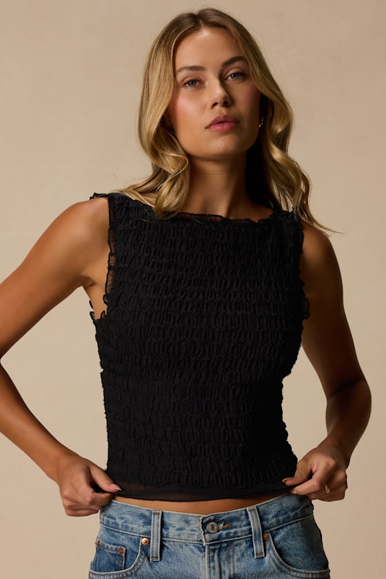 Kathryn Black Cropped Tank Top 1