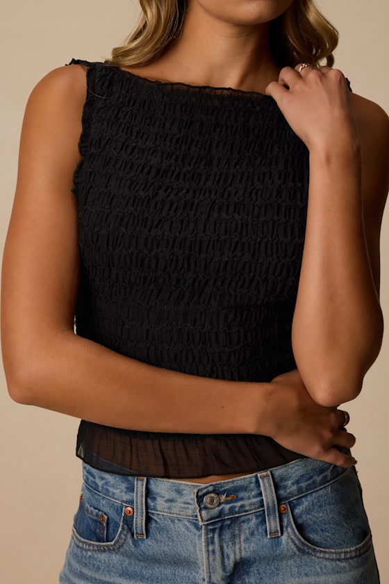 Kathryn Black Cropped Tank Top - thumbnail 4