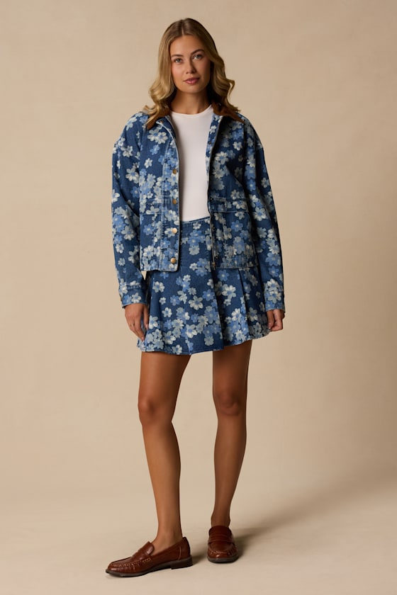 Cohen Medium Wash Floral Denim Jacket - thumbnail 5