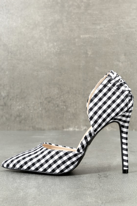 Alessa Black and White Gingham D'Orsay Pumps