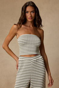 Esmira Ivory and Sage Striped Knit Top 1