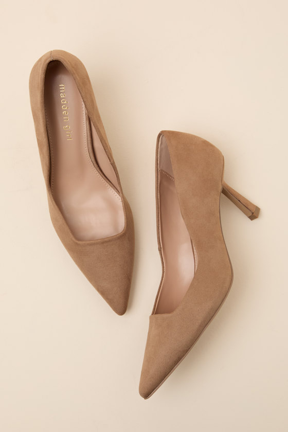 Grovvee Taupe Suede Pointed-Toe Pumps - thumbnail 4