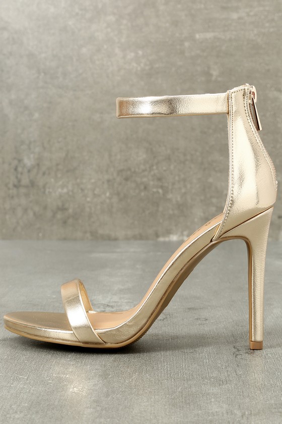 ankle strap gold heels
