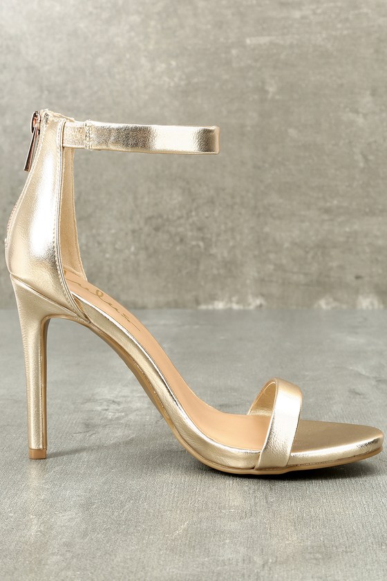 ankle strap gold heels