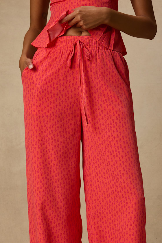 Marion Coral Floral Wide-Leg Pants - thumbnail 3