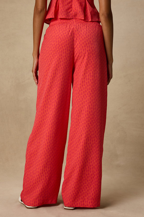 Marion Coral Floral Wide-Leg Pants - thumbnail 4