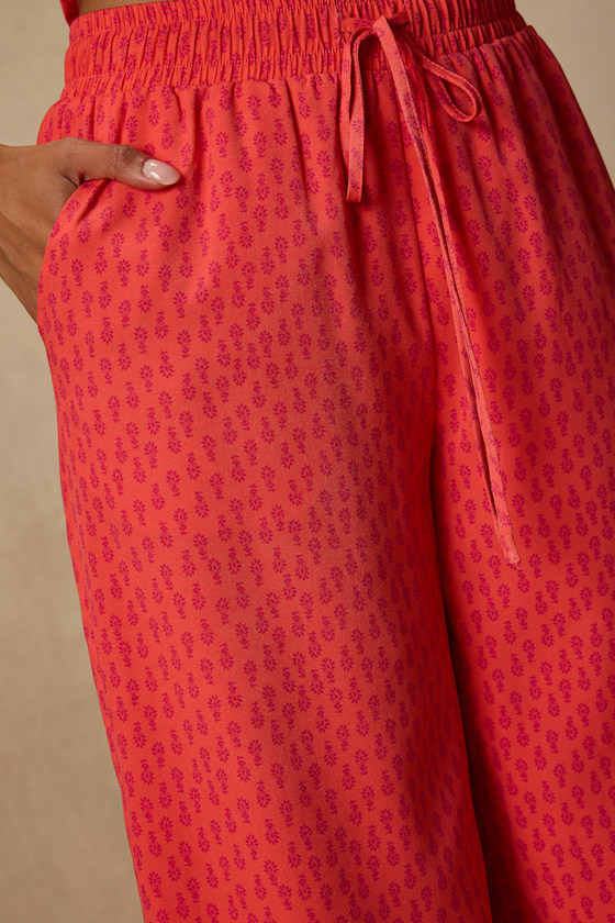 Marion Coral Floral Wide-Leg Pants - thumbnail 5