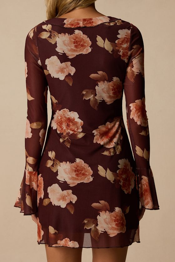 Hayden Brown Multi Floral Mesh Mini Dress - thumbnail 3