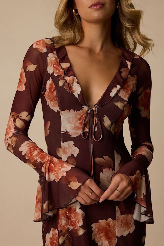 Hayden Brown Multi Floral Mesh Mini Dress - thumbnail 5