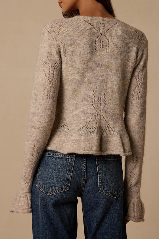 Phaedra Heather Taupe Tie-Front Cardigan - thumbnail 3
