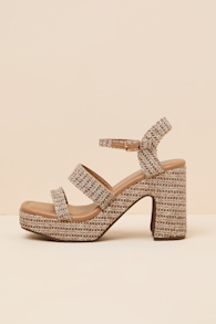 Alessia Brown Raffia Platform High Heel Sandals 1