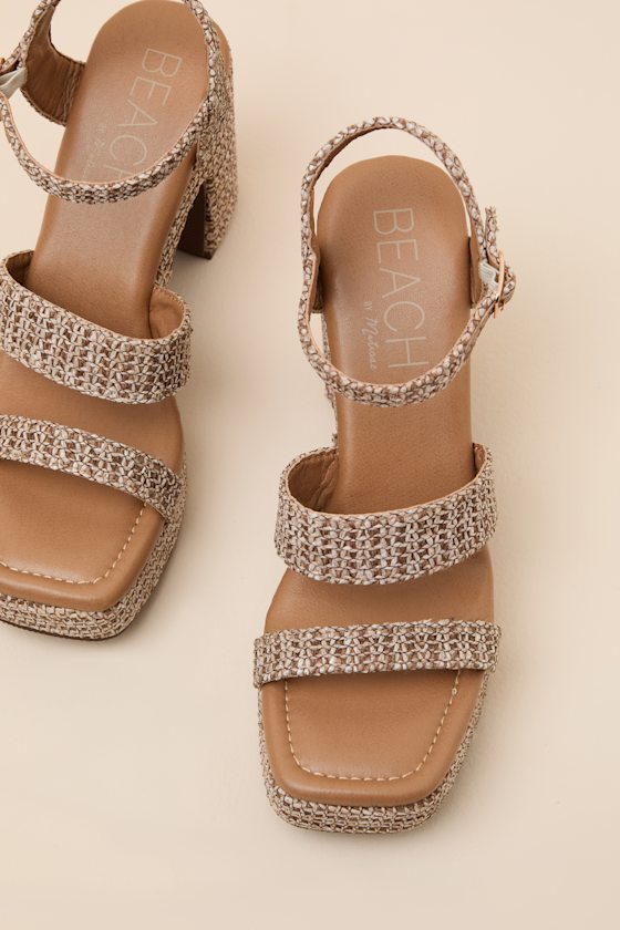 Alessia Brown Raffia Platform High Heel Sandals 2