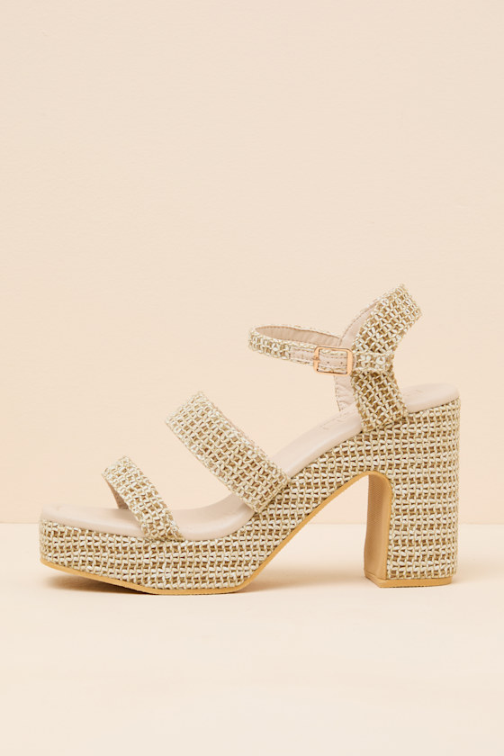 Alessia Beige Raffia Platform High Heel Sandals 1