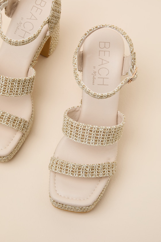 Alessia Beige Raffia Platform High Heel Sandals 2