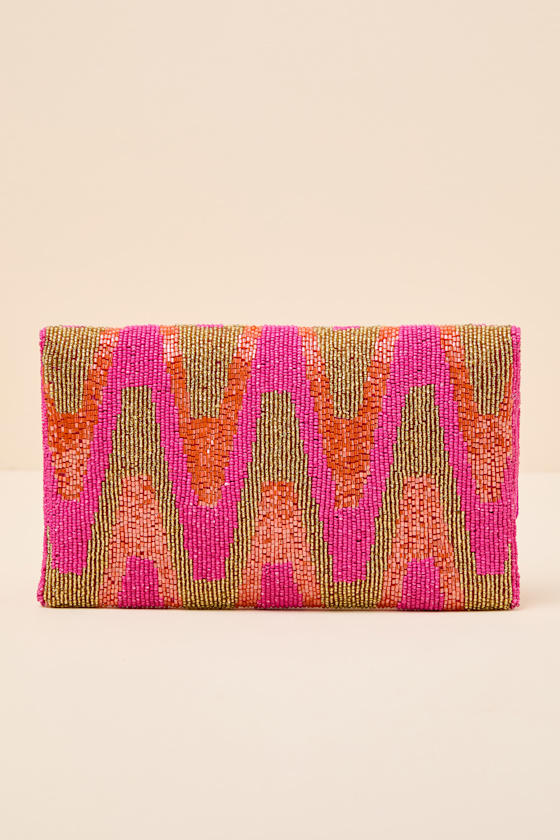 Maida Pink Multi Beaded Crossbody Clutch - thumbnail 6