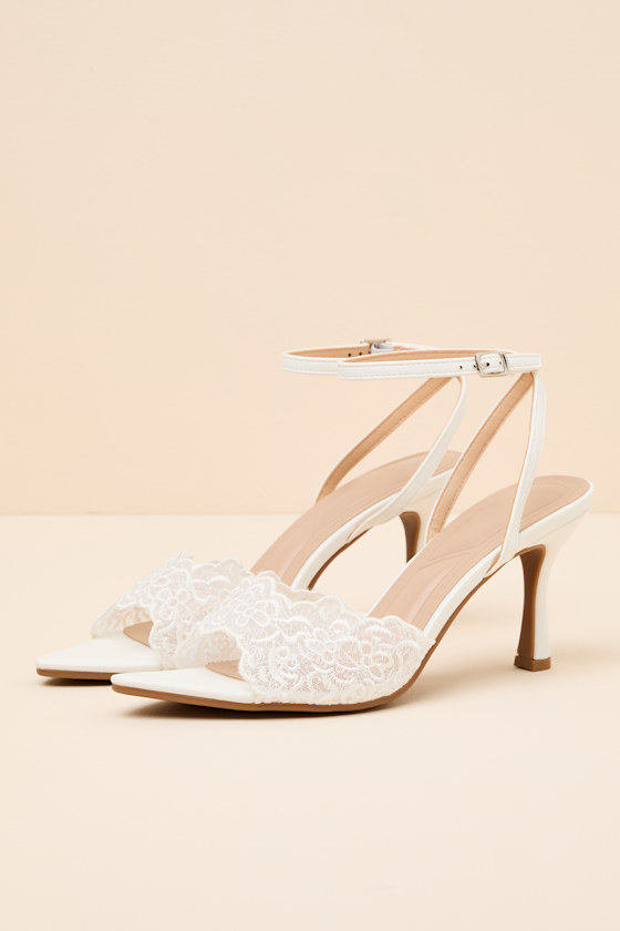 Regatta White Lace Ankle Strap High Heel Sandals - thumbnail 3