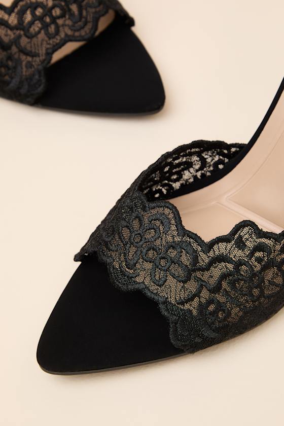 Regatta Black Lace Ankle Strap High Heel Sandals - thumbnail 6