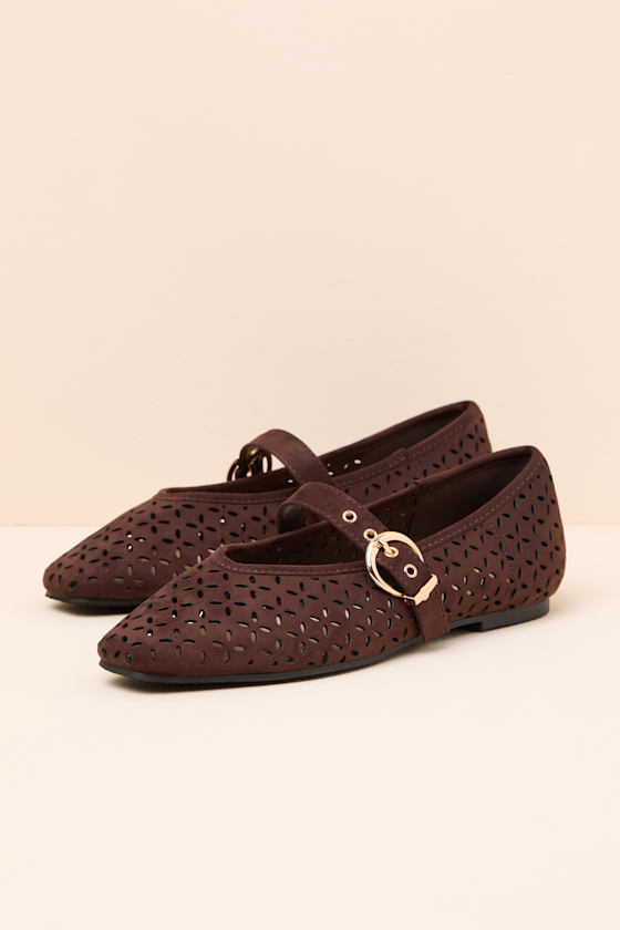 Nanette Brown Eyelet Buckle Ballet Flats - thumbnail 3