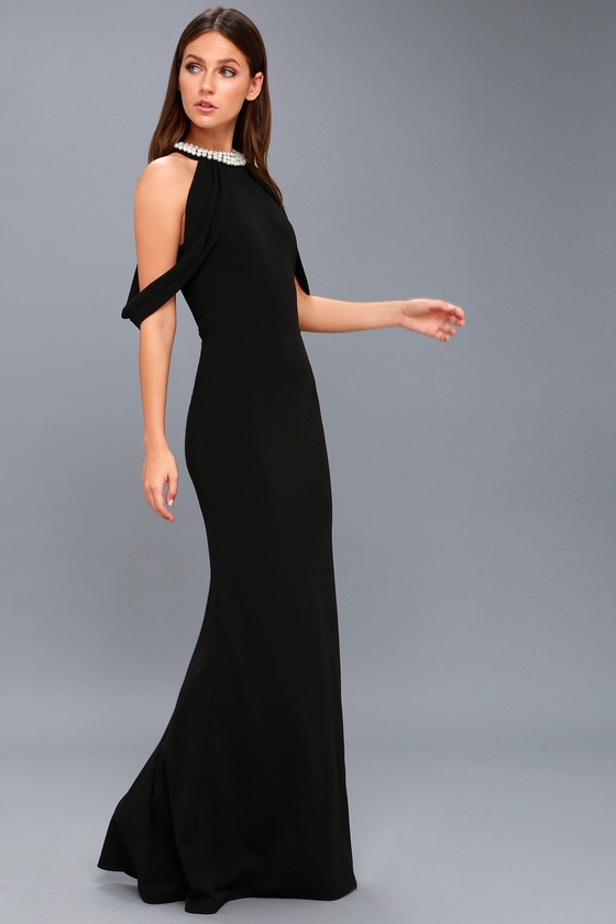 black maxi evening dress