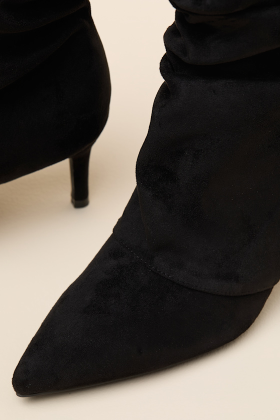 Randy Black Suede Ruched Ankle Booties - thumbnail 6