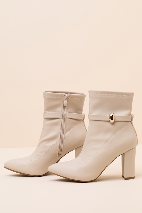 Marilee Ivory Pointed-Toe Ankle Booties - thumbnail 4