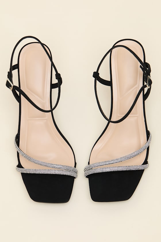 Aldena Black Rhinestone High Heel Sandals - thumbnail 5