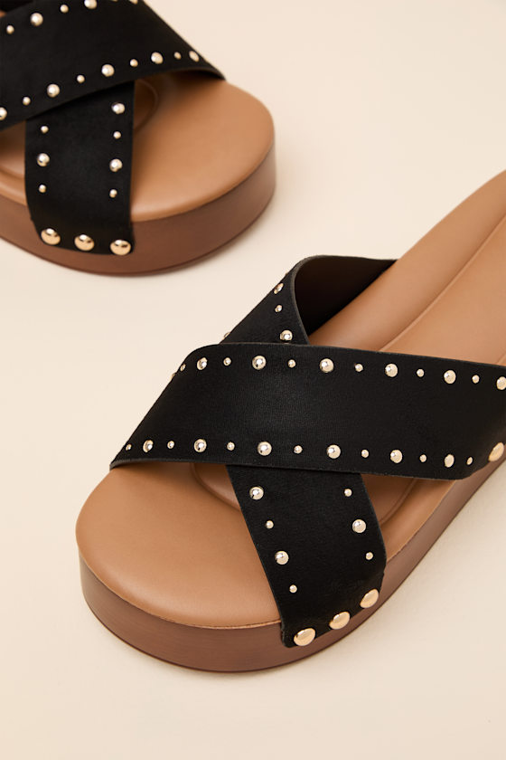 Loma Black Studded Platform Slide Sandals - thumbnail 6