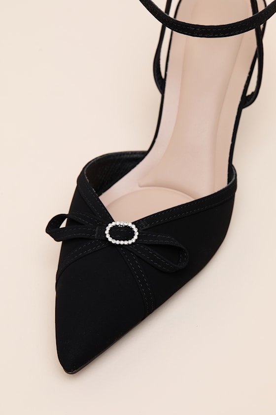 Jodelle Black Suede Pointed-Toe Ankle Strap Pumps - thumbnail 5