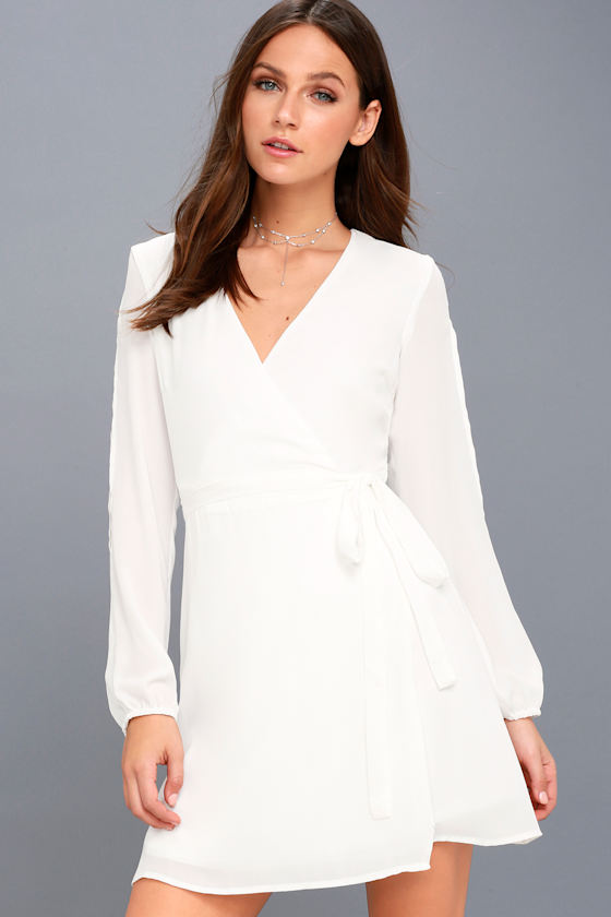 Told You So White Long Sleeve Wrap Dress 2