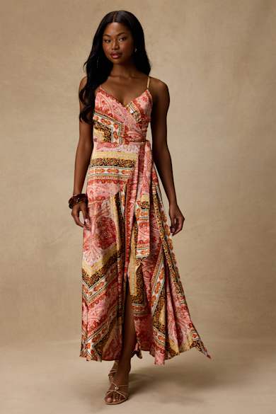 western dresses TACSTRUN Women's Apricot Floral Maxi Dress, S at Amazon Women's Clothing store Western yokes Retro Cowboy Print Dress |