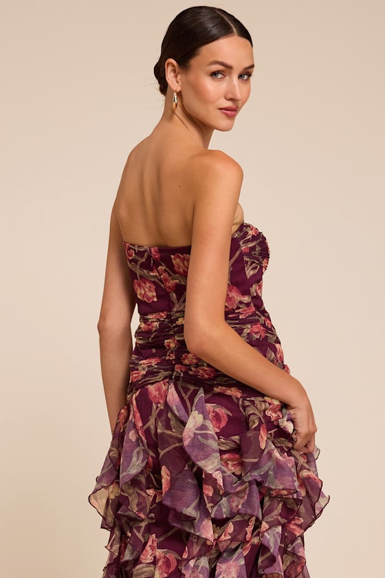 Danna Plum Multi Floral Ruffled Maxi Dress - thumbnail 5