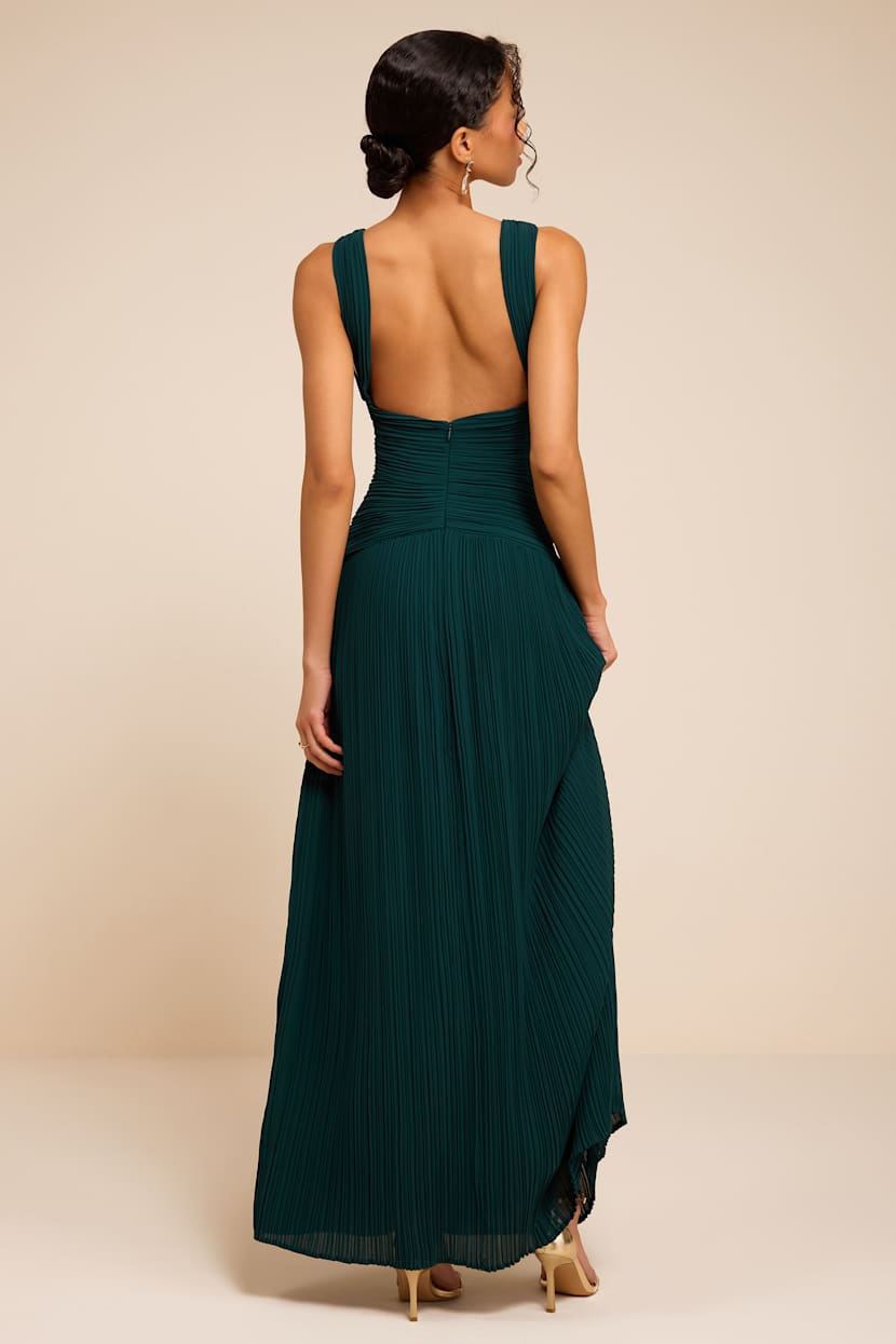emerald green dress lulus Pleated - Plunging Neckline Dress - Maxi Dress RKI:20.00