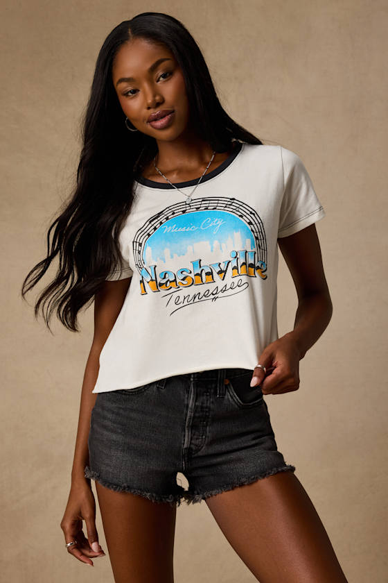 Nashville White Short Sleeve Graphic Tee 2