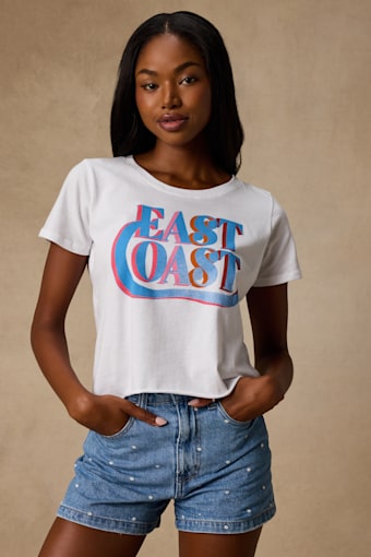 East Coast White Short Sleeve Graphic Tee 1