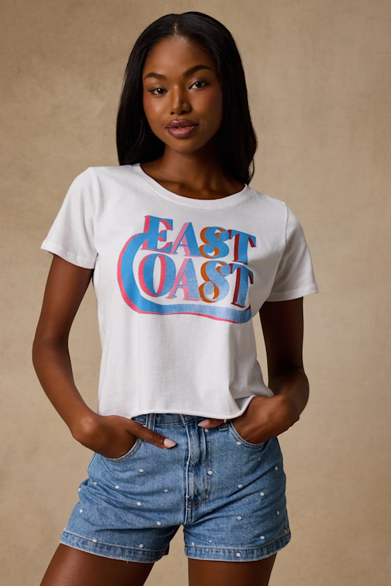 East Coast White Short Sleeve Graphic Tee 1