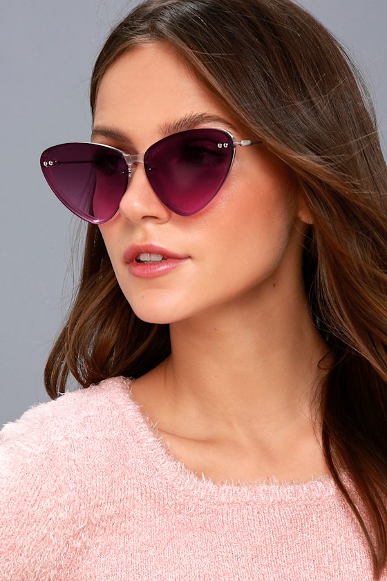 Twice Shy Clear and Purple Cat-Eye Sunglasses 1