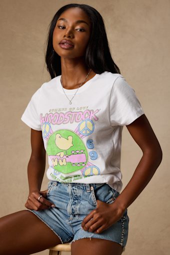 Woodstock White Short Sleeve Graphic Tee 1