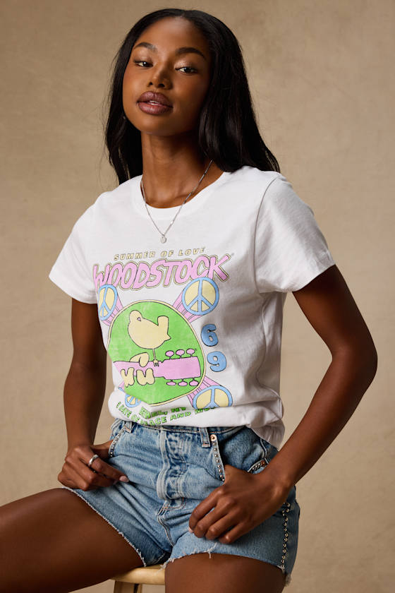 Woodstock White Short Sleeve Graphic Tee 1