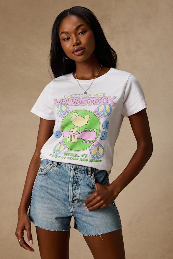 Woodstock White Short Sleeve Graphic Tee 2