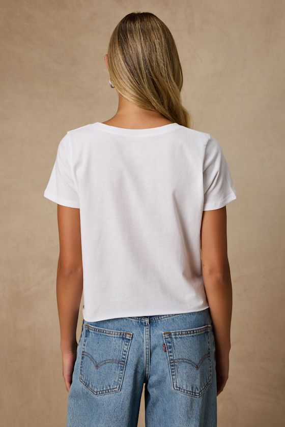 Boycott Mondays White Cropped Graphic Tee 2