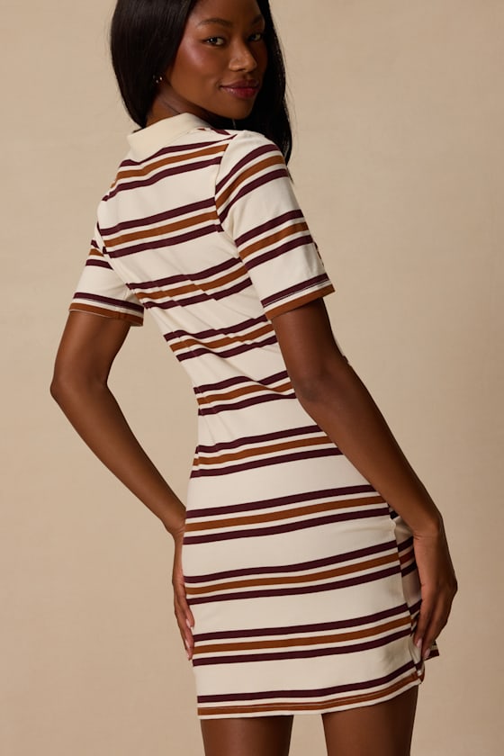 Finette Cream Striped Collared Mini Dress - thumbnail 3