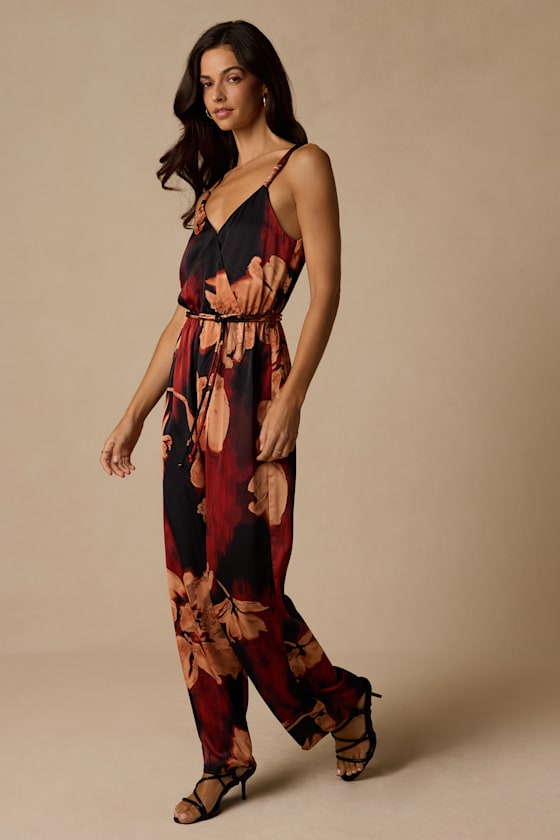 Nadia Black Floral Print Jumpsuit - thumbnail 4